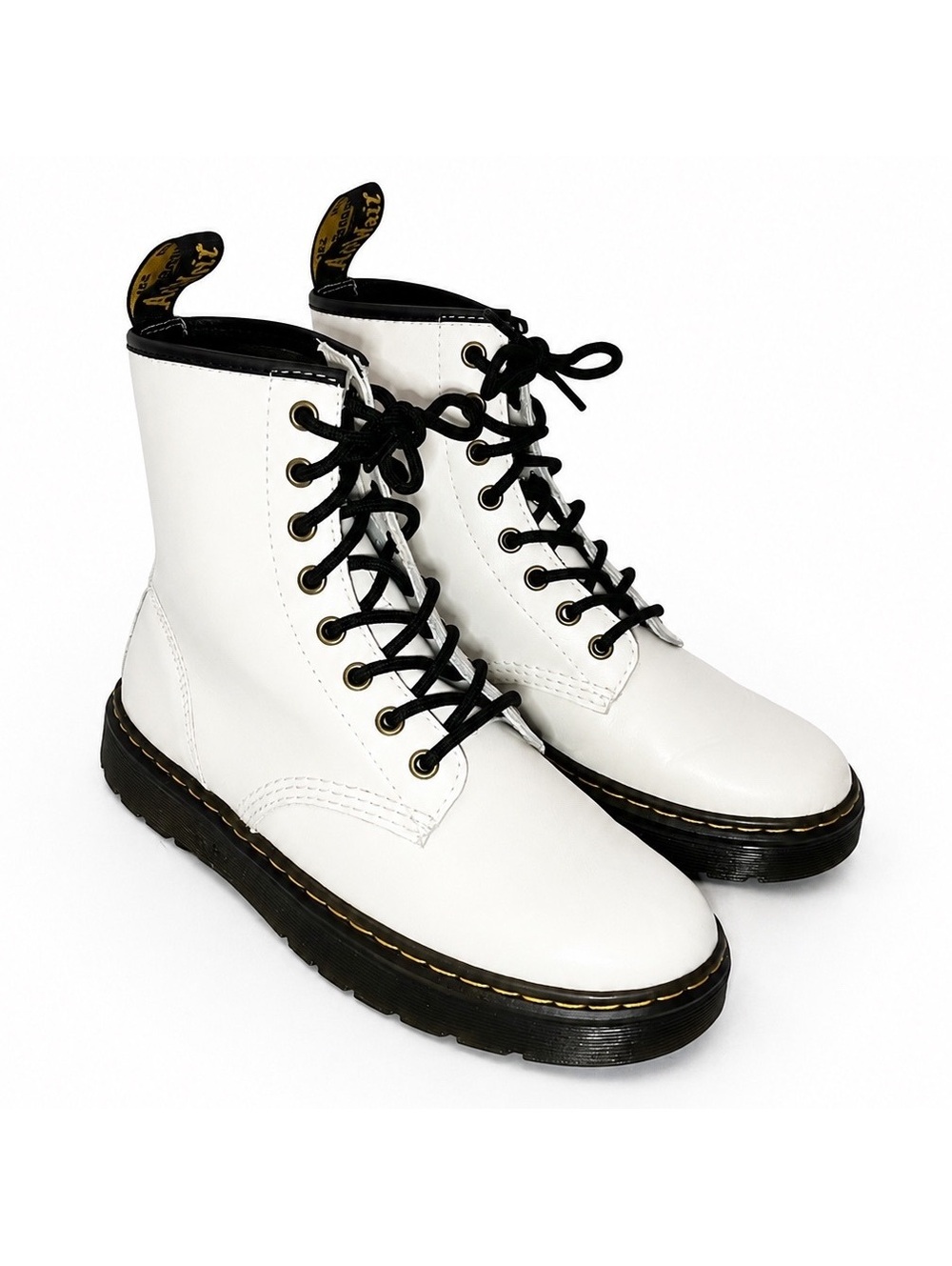 Dr. Martens Zavala White Leather Combat Boots Women’s US 7 EU 38
